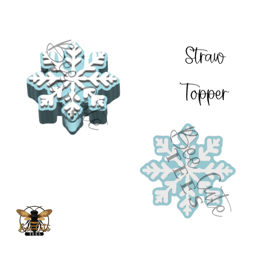 Blue Snowflake Straw Topper