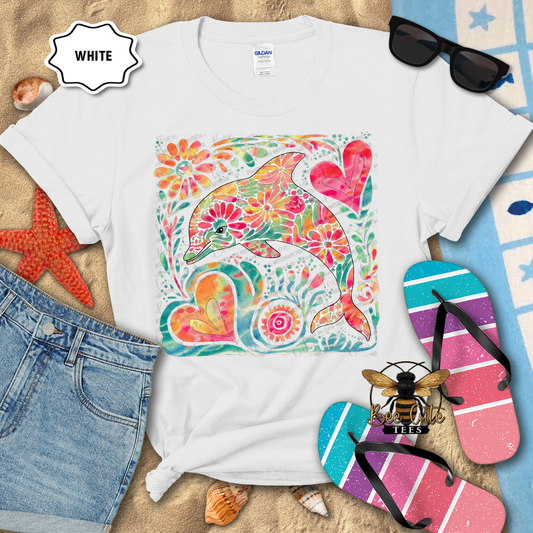Boho Floral Dolphin
