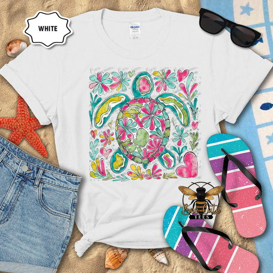Boho Floral Turtle