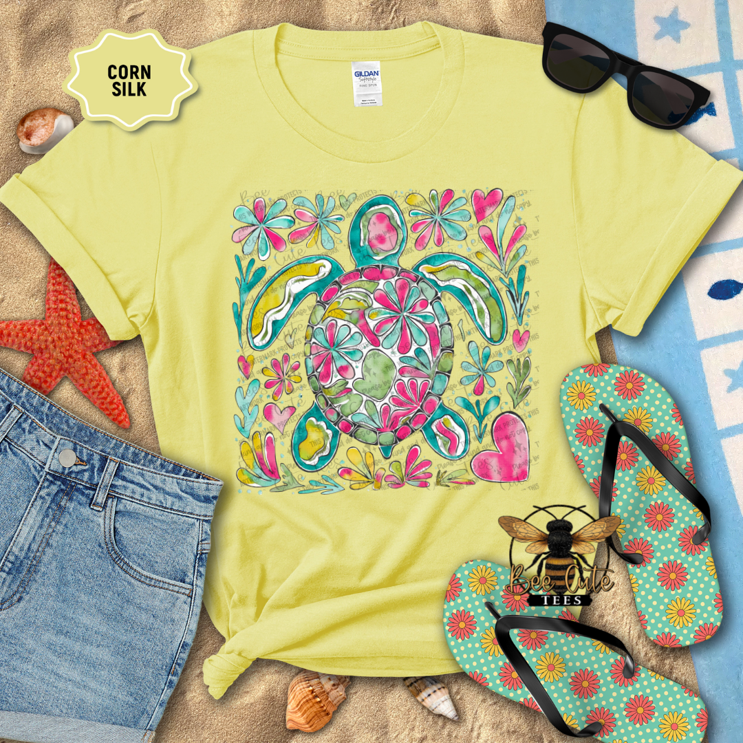 Boho Floral Turtle