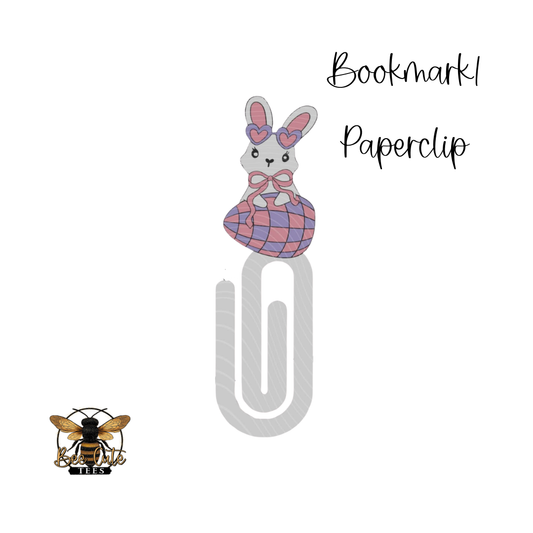 Bookmarks paperclip with bunny design on a white background
