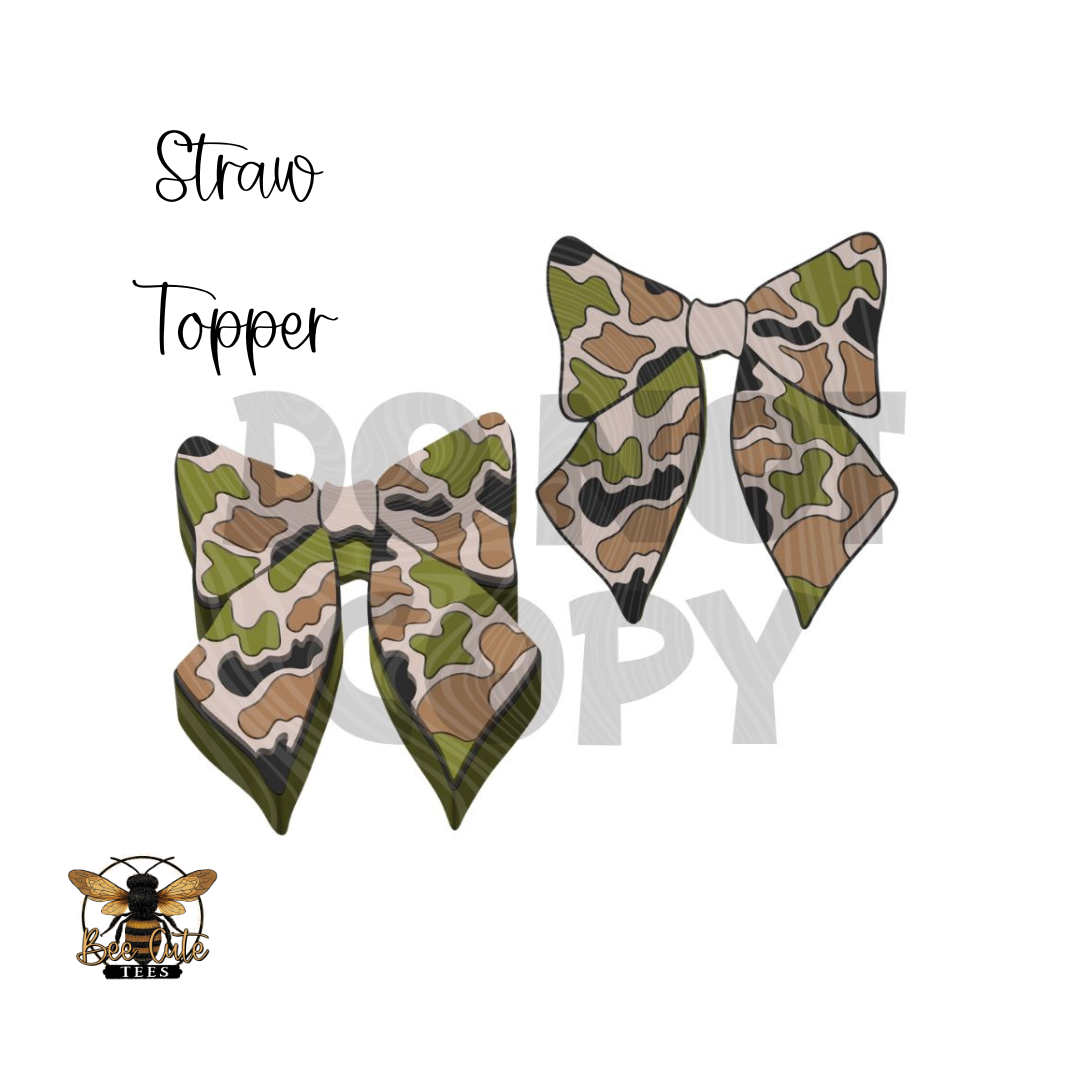 Camo Ribbon Straw Topper