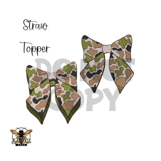 Camo Ribbon Straw Topper