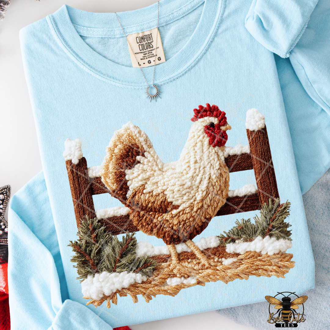 Winter Chicken Faux Latch Hook Yarn Crochet