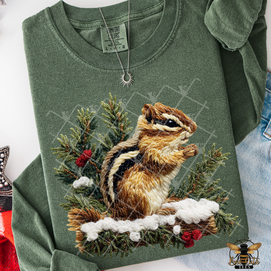 Winter Chipmunk Faux Latch Hook Yarn Crochet