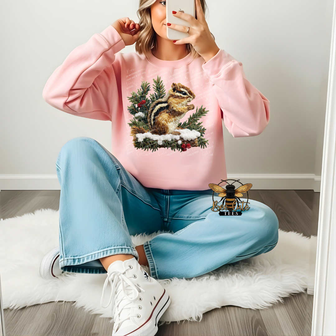 Winter Chipmunk Faux Latch Hook Yarn Crochet