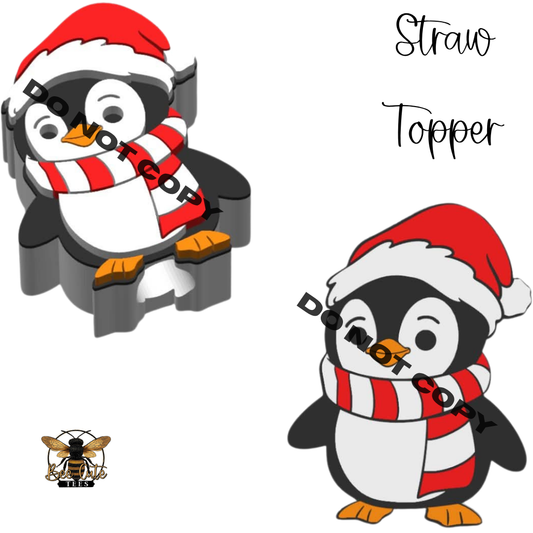 Christmas Penguin Straw Topper