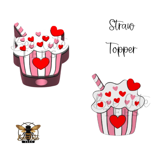 Cupcake Hearts Straw Topper
