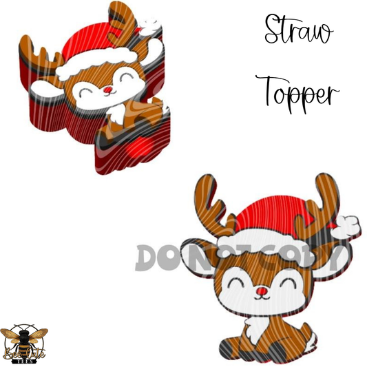 Cute Reindeer Straw Topper