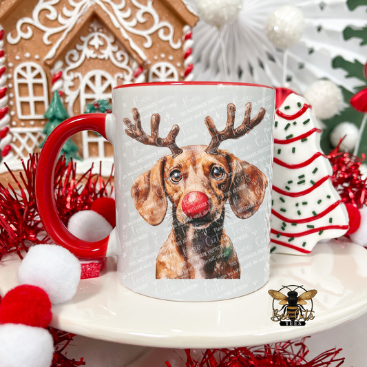 Dachshund Red Christmas Mug