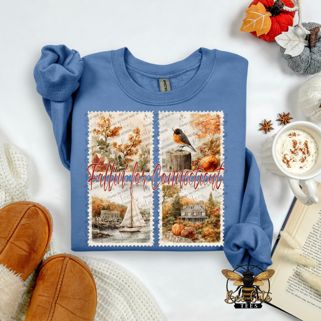 Vintage Fall Connecticut Stamps