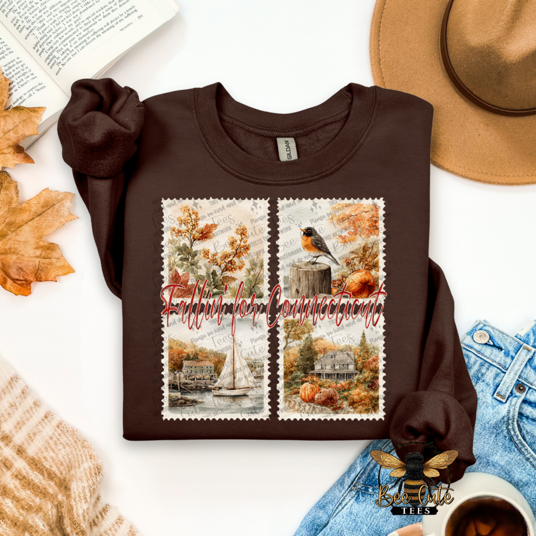 Vintage Fall Connecticut Stamps