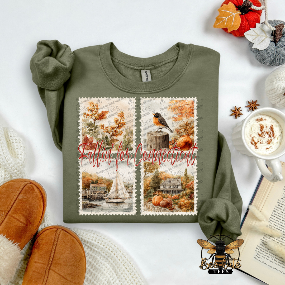 Vintage Fall Connecticut Stamps