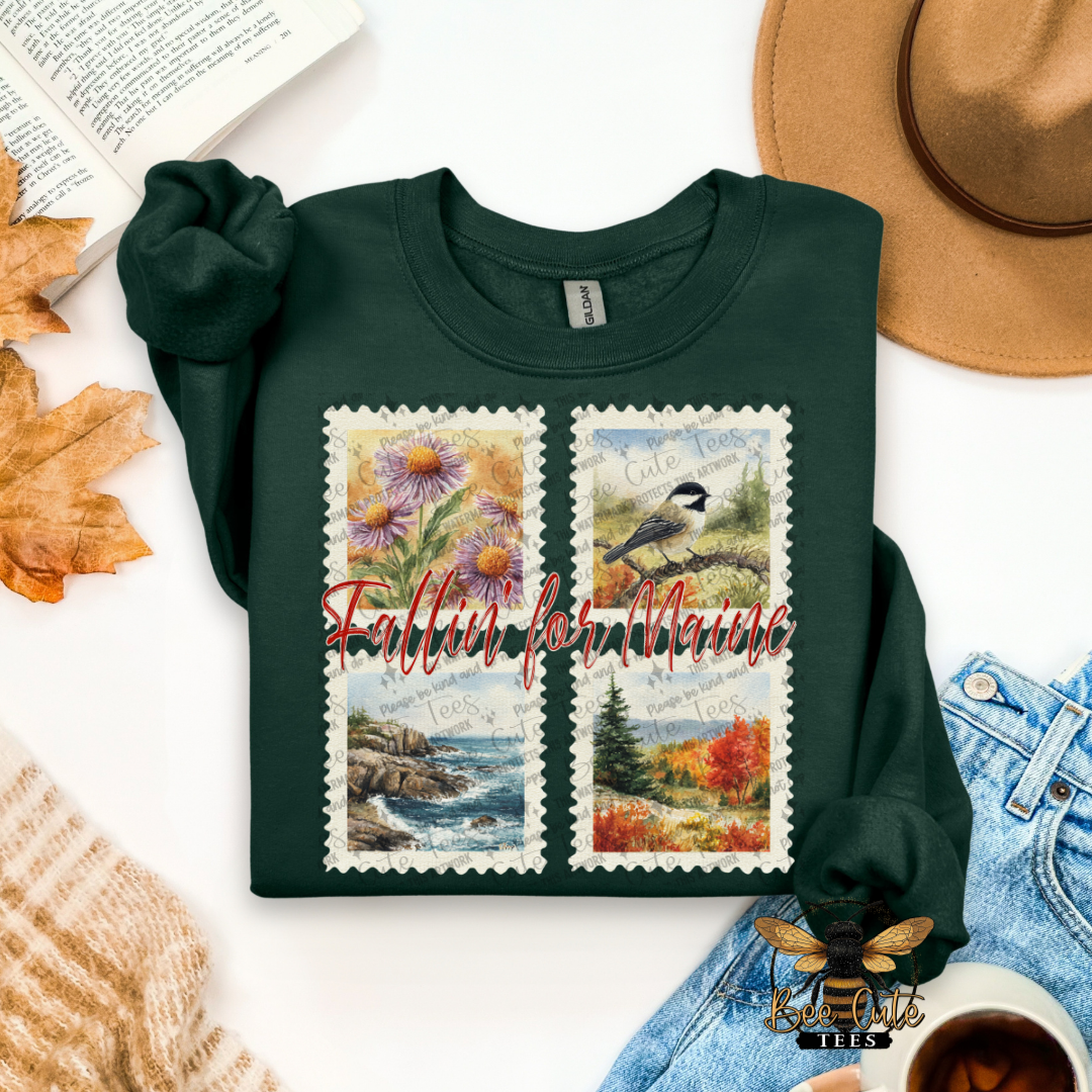 Vintage Fall Maine Stamps