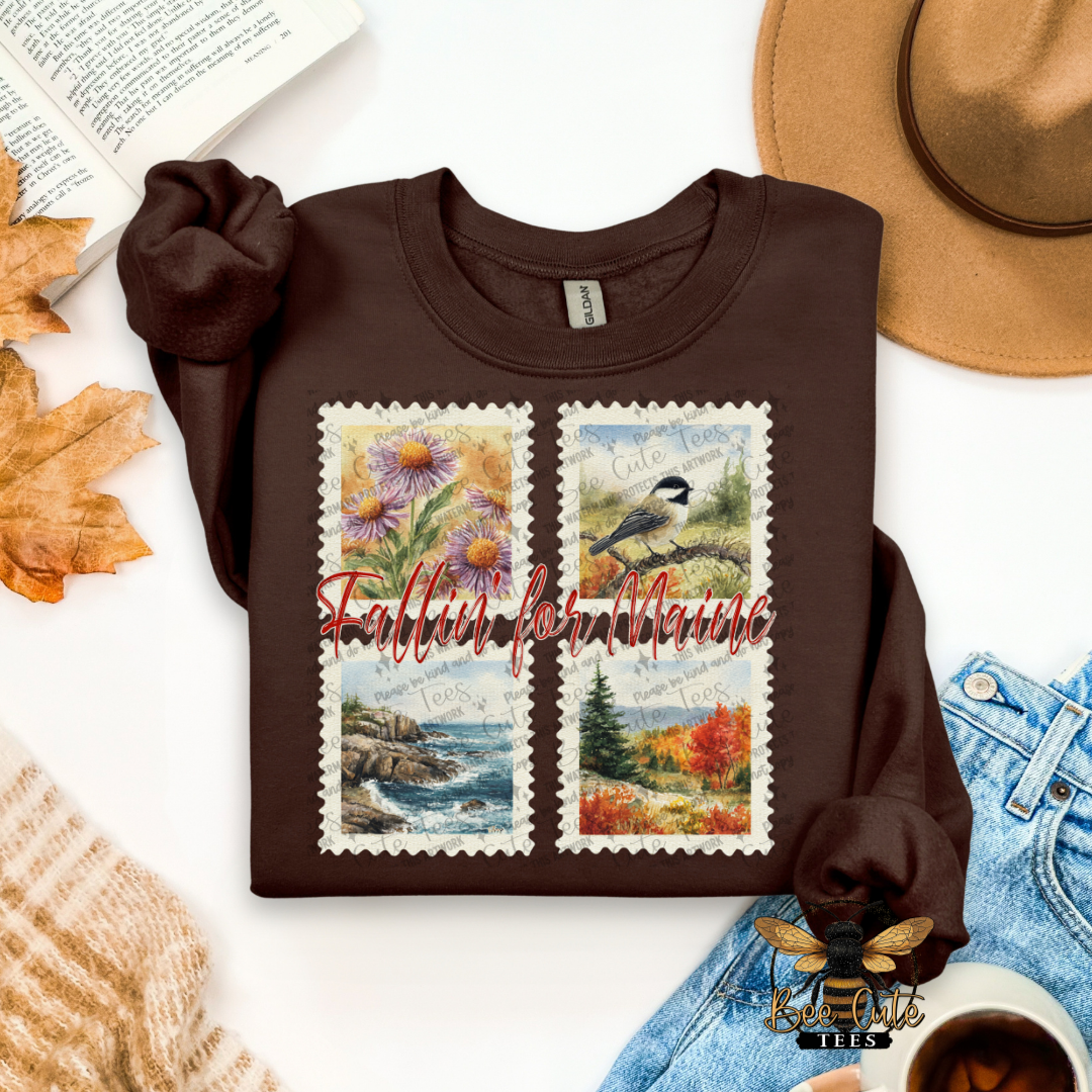 Vintage Fall Maine Stamps