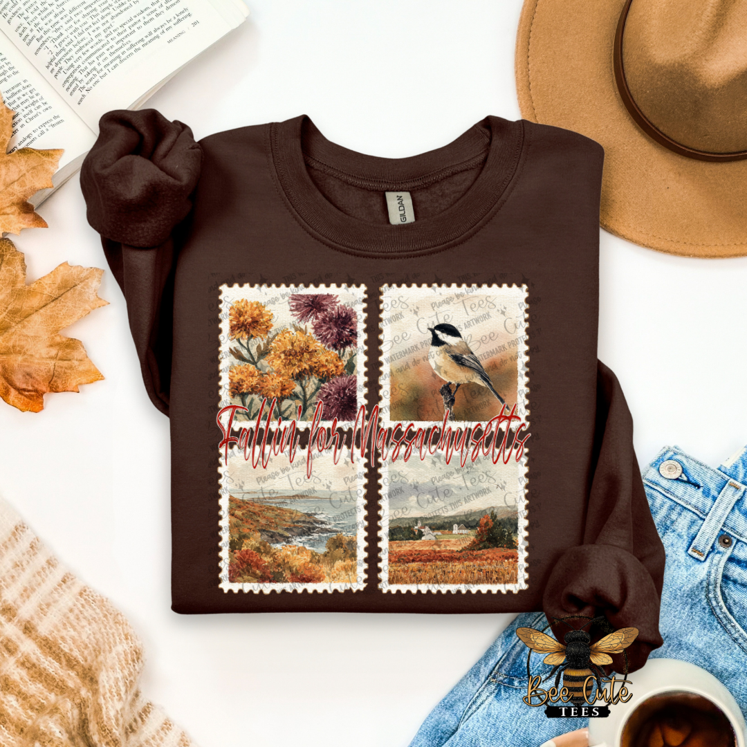 Vintage Fall Massachusetts Stamps