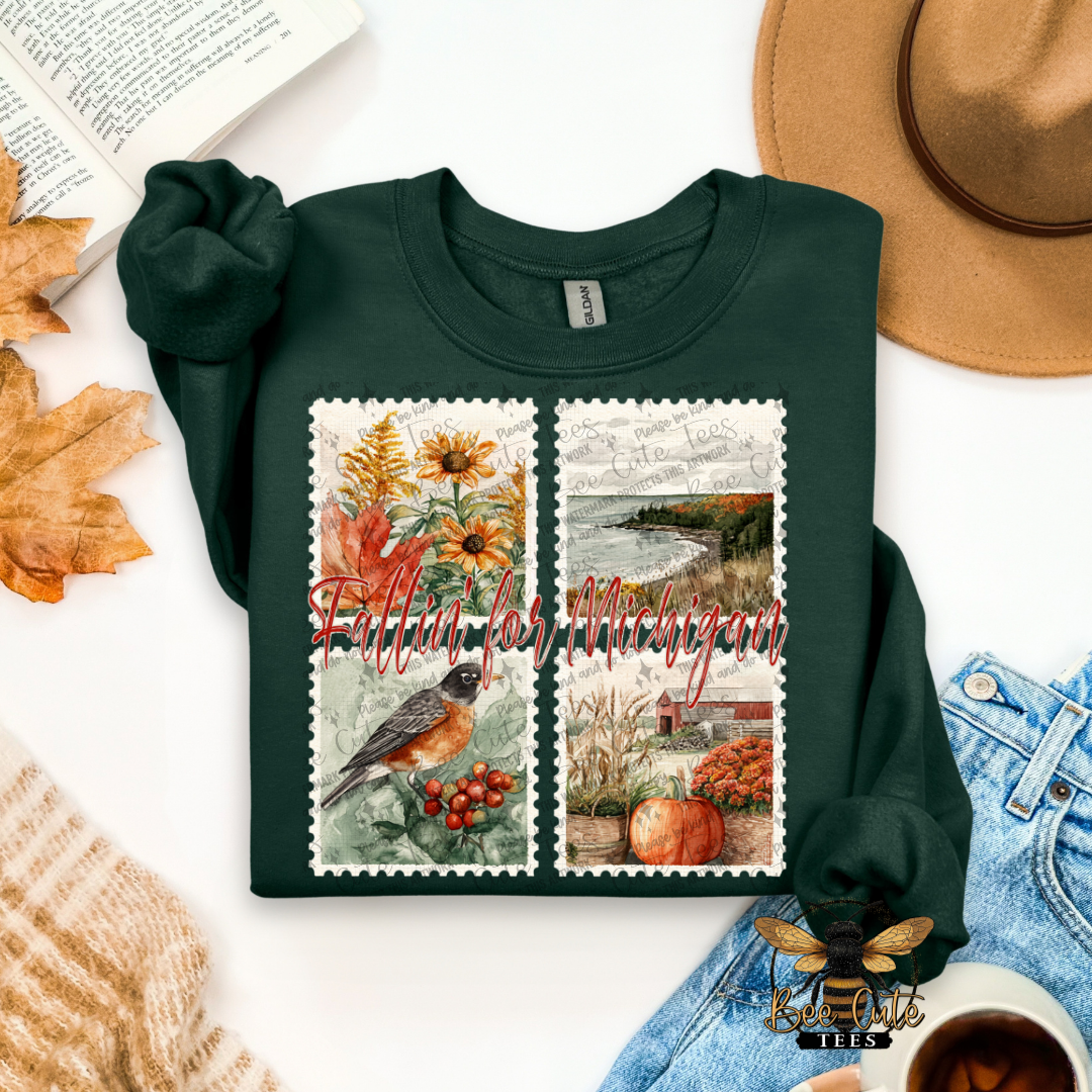 Vintage Fall Michigan Stamps