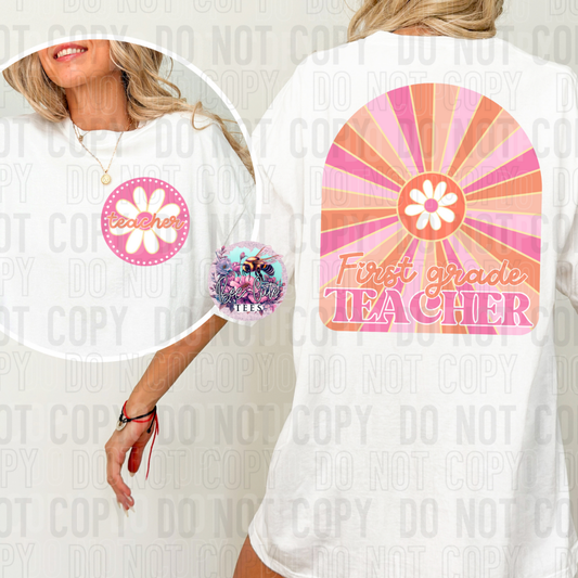 First Grade Teacher Retro Floral