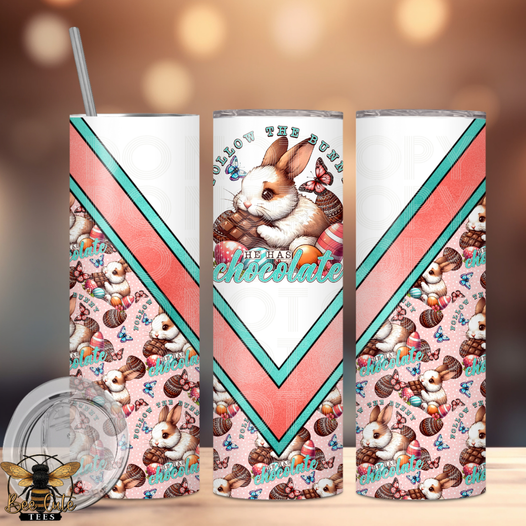 tumbler with a colorful Easter bunny design