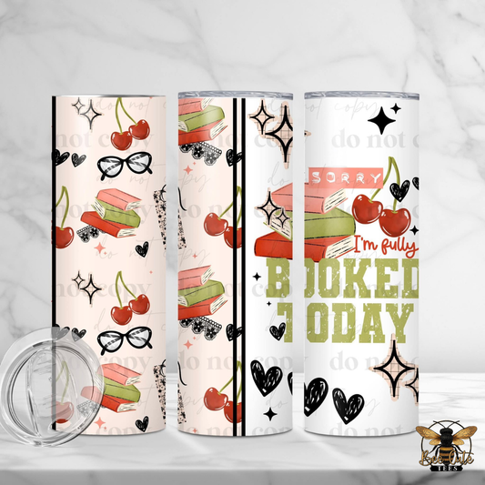 Three tumblers with humorous designs on a white background