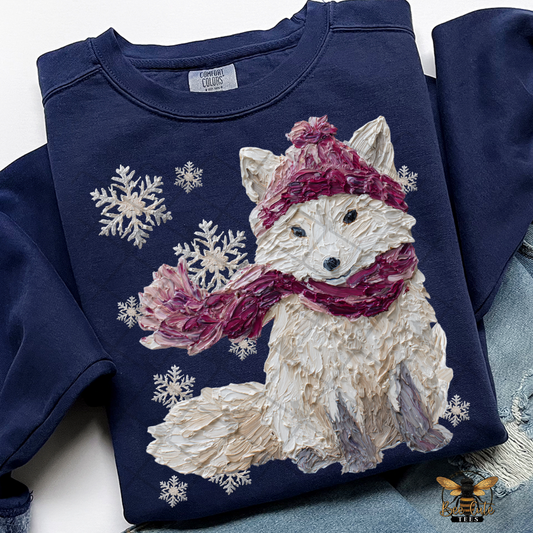Hand Painted Winter Artic Fox