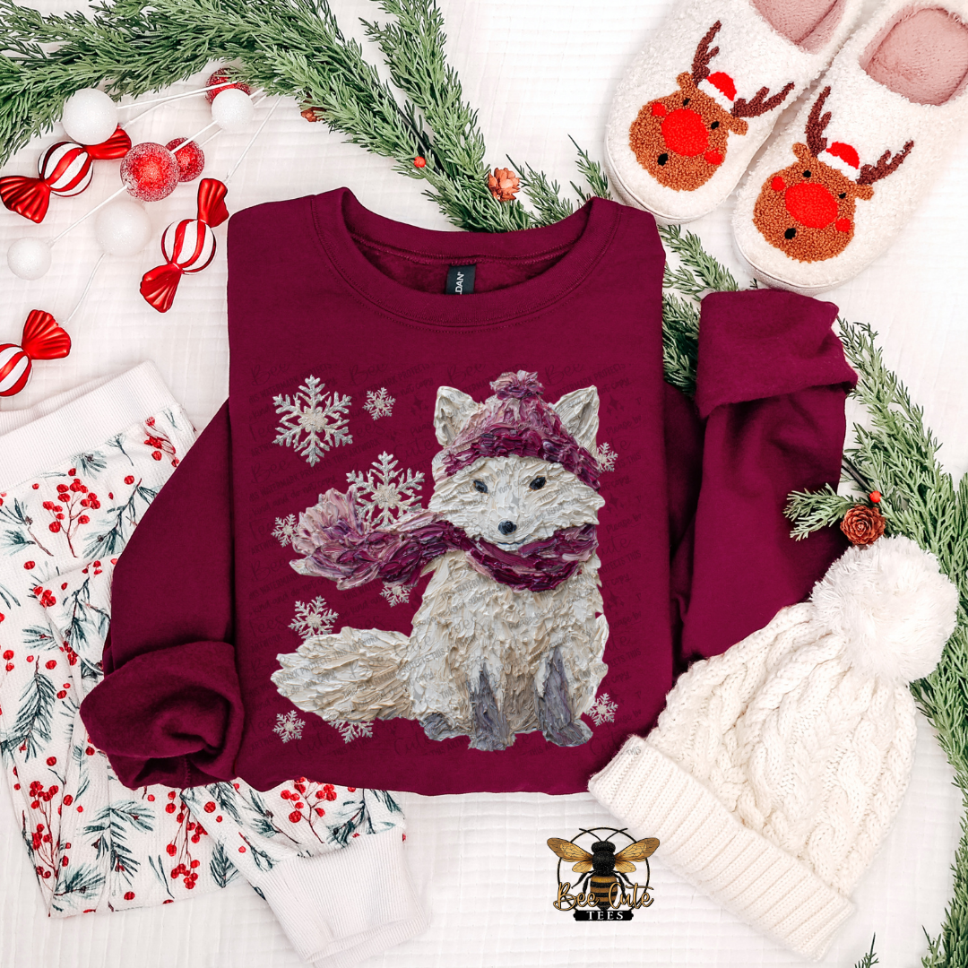 Hand Painted Winter Artic Fox