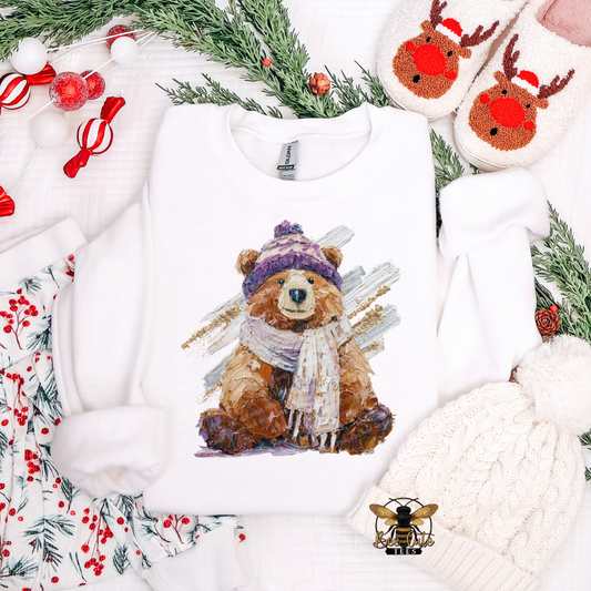 Hand Painted Winter Bear