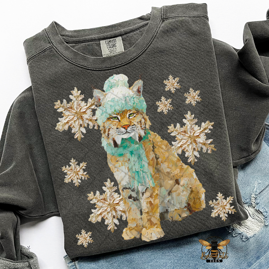 Hand Painted Winter Bobcat