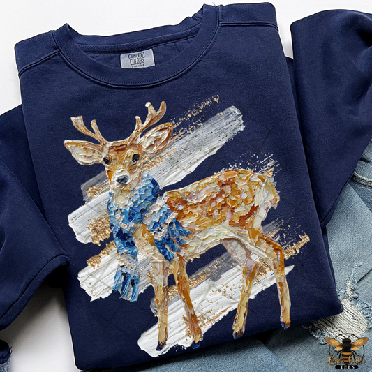 Hand Painted Winter Deer