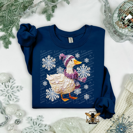 Hand Painted Winter Duck