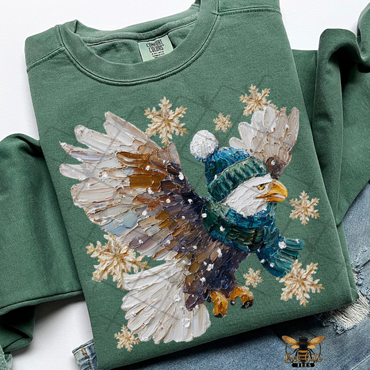 Hand Painted Winter Eagle