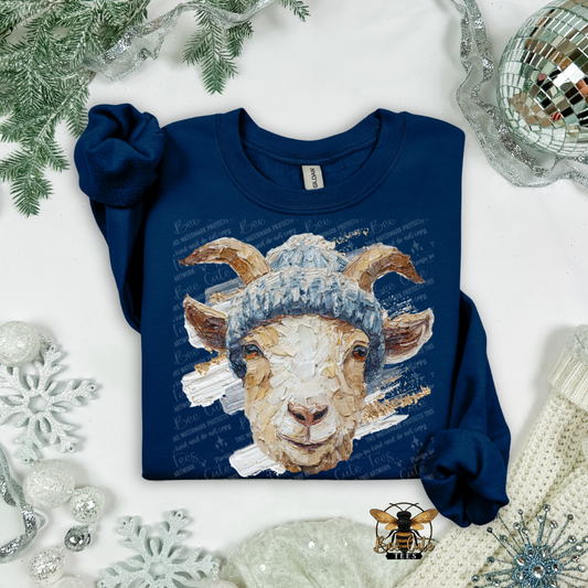 Hand Painted Winter Goat