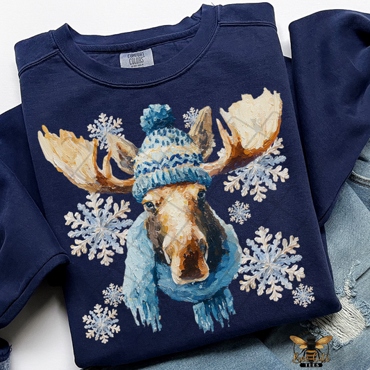 Hand Painted Winter Moose