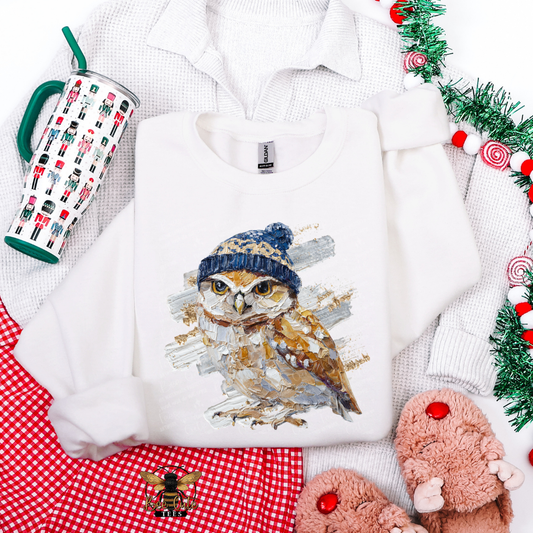 Hand Painted Winter Owl