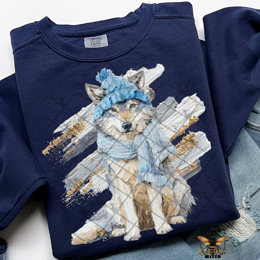 Hand Painted Winter Wolf