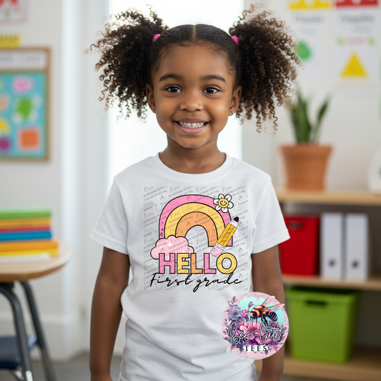 *** Youth *** Hello First Grade Rainbow