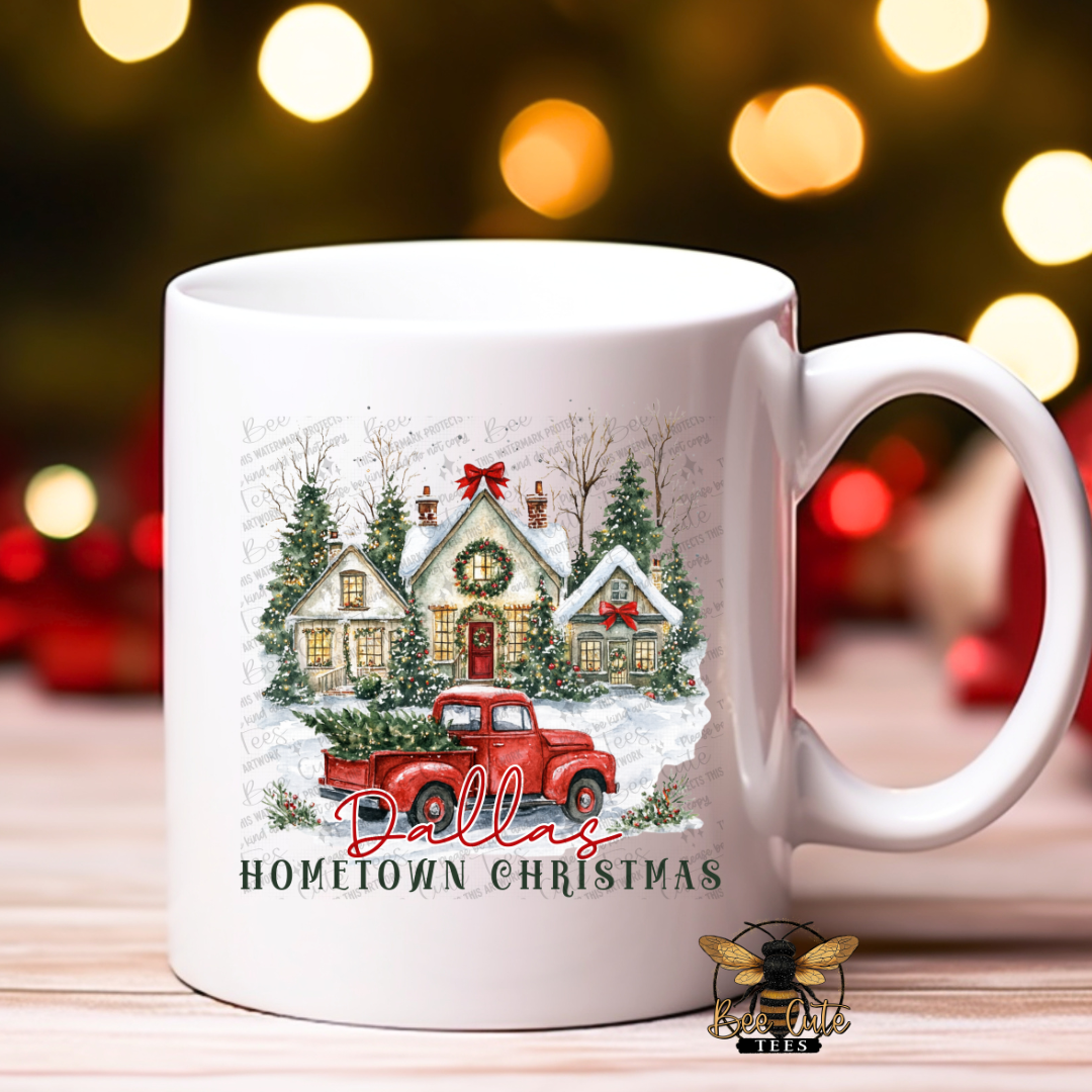 Custom Hometown Christmas Mug