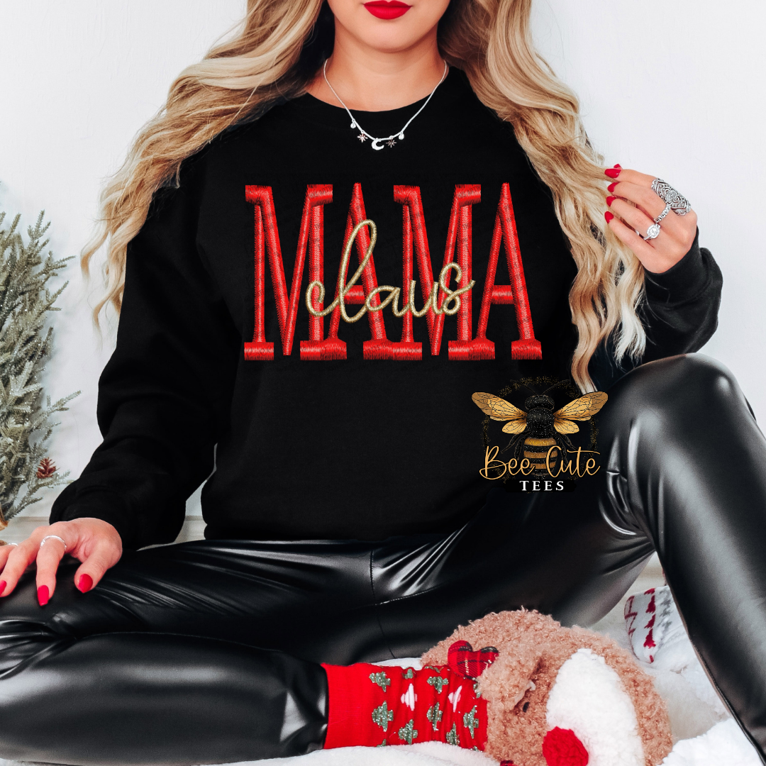 Mama Claus Faux Embroidery