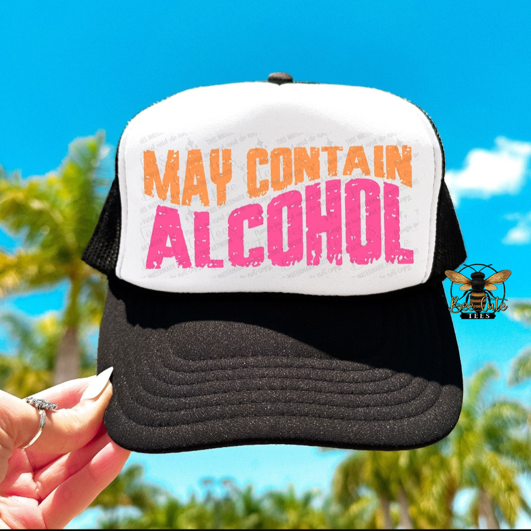 May Contain Alcohol Pink Trucker Hat
