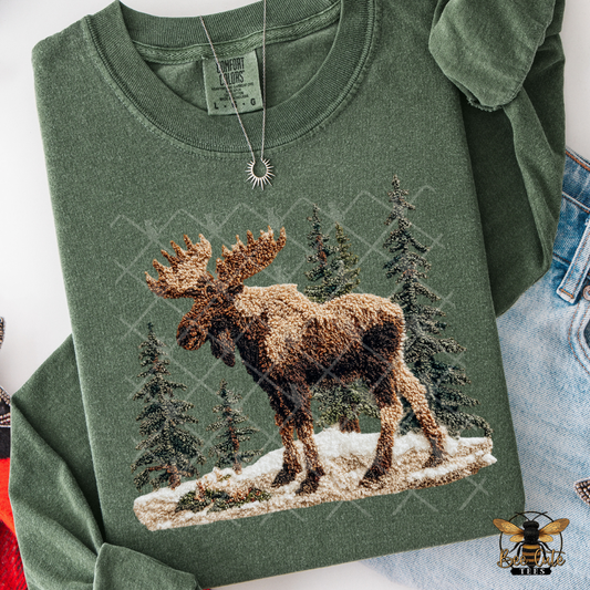 Winter Moose Faux Latch Hook Yarn Crochet