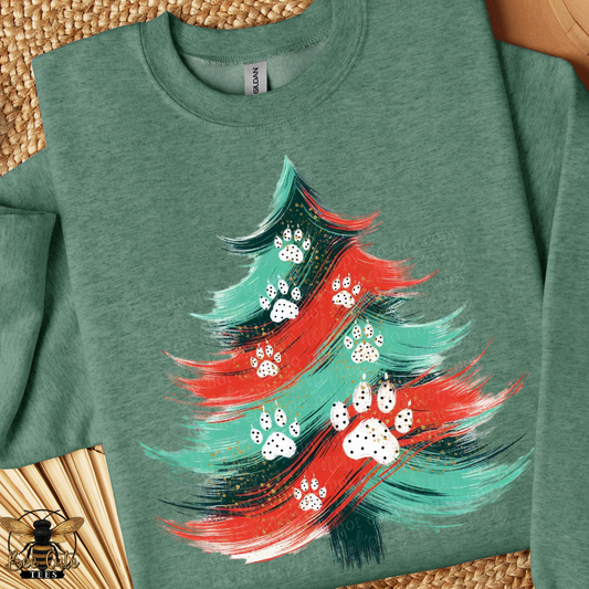Paw Brushstroke Christmas Tree