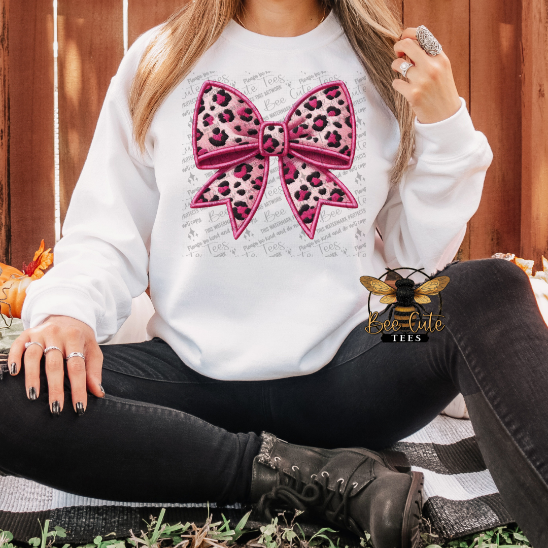 Pink Leopard Bow