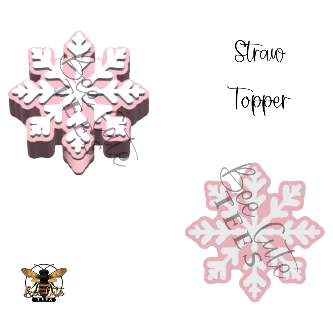 Pink Snowflake Straw Topper