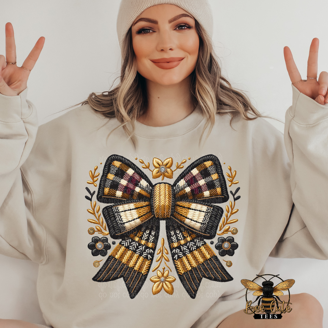 Plaid Fall Sweater Bow