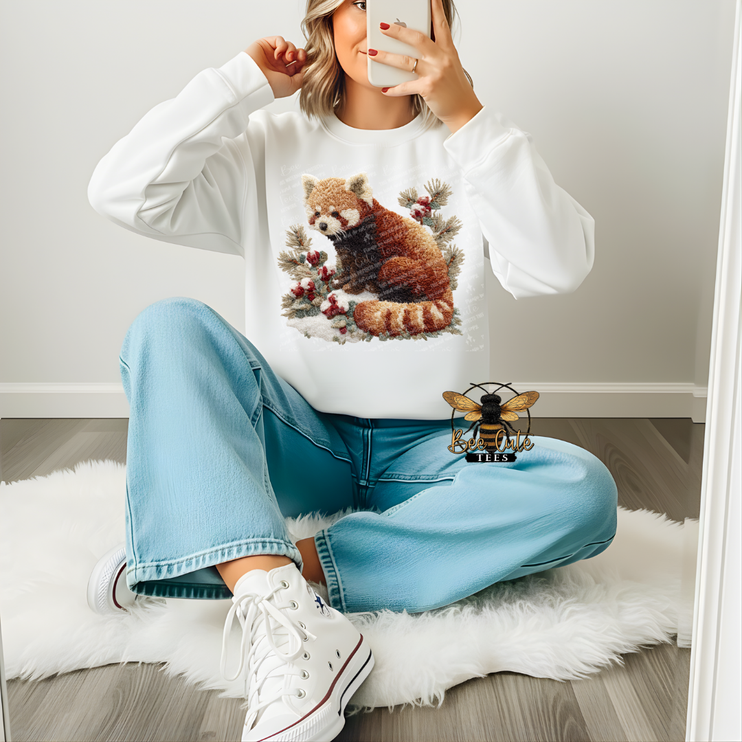 Winter Red Panda Faux Latch Hook Yarn Crochet