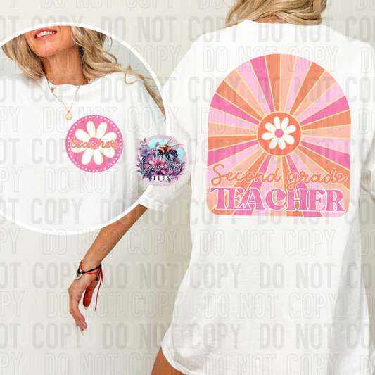 Second Grade Teacher Retro Floral