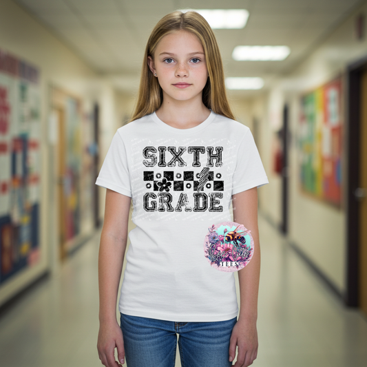 *** Youth *** Sixth Grade Checkered Black