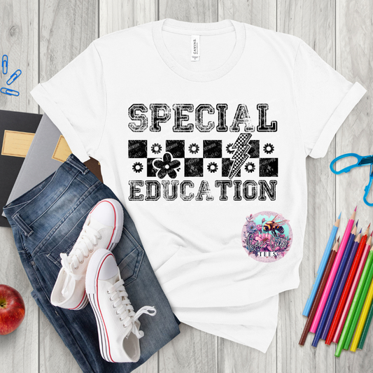 Special Education Teacher Checkered Black