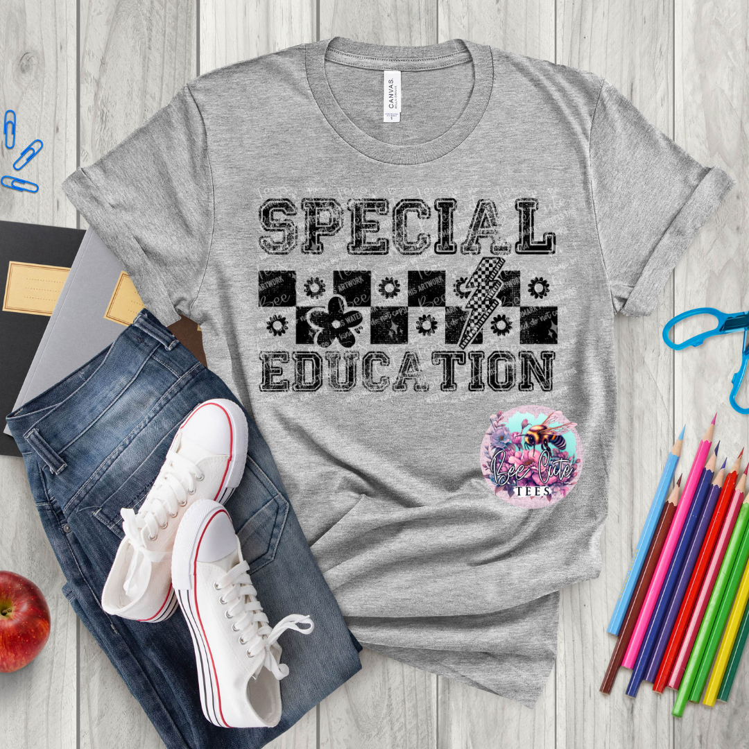 Special Education Teacher Checkered Black