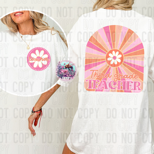 Third Grade Teacher Retro Floral